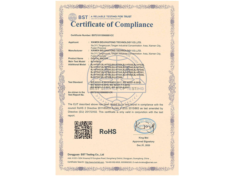 CertificateT of Compliance
