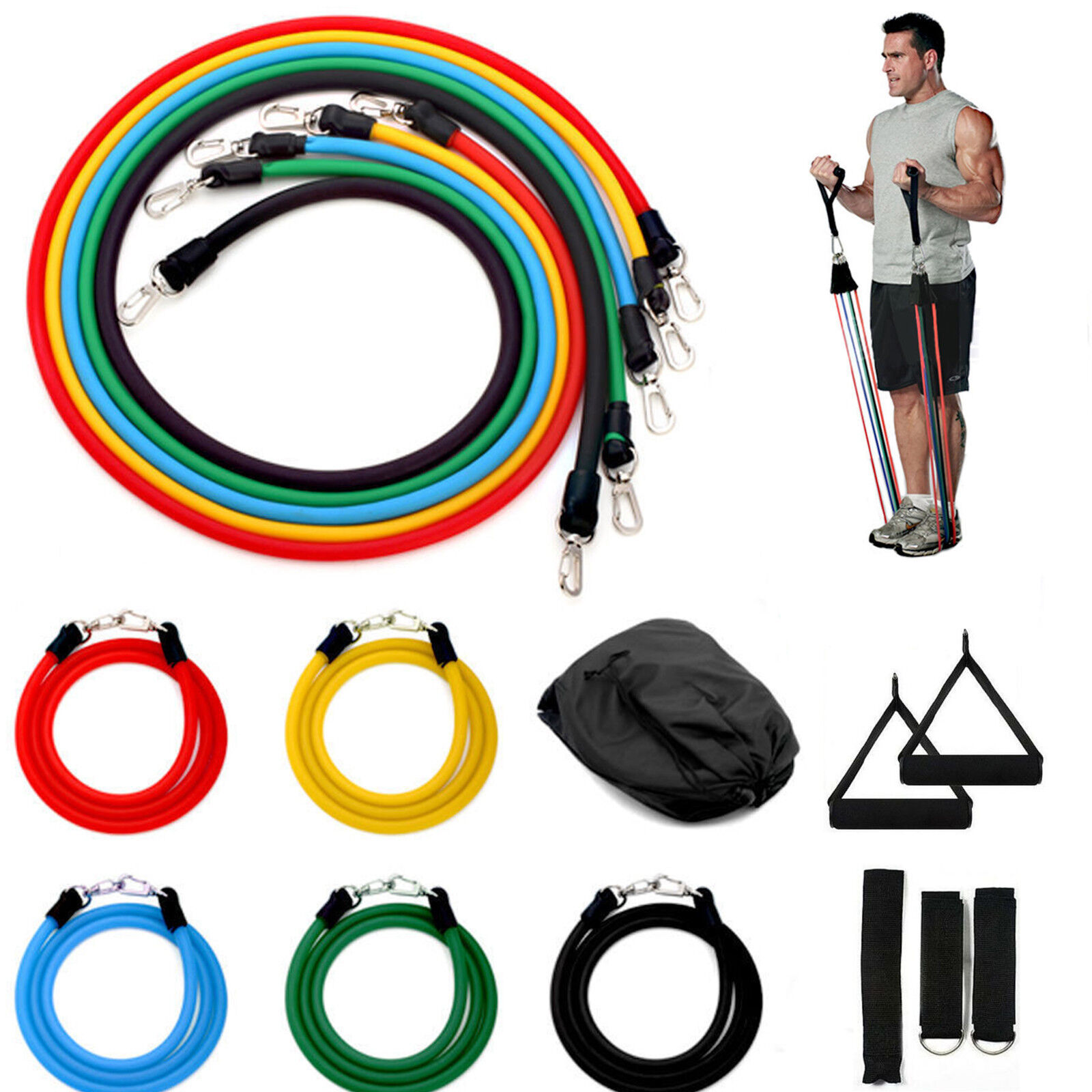 11 pcs resistance bands set (latex material )